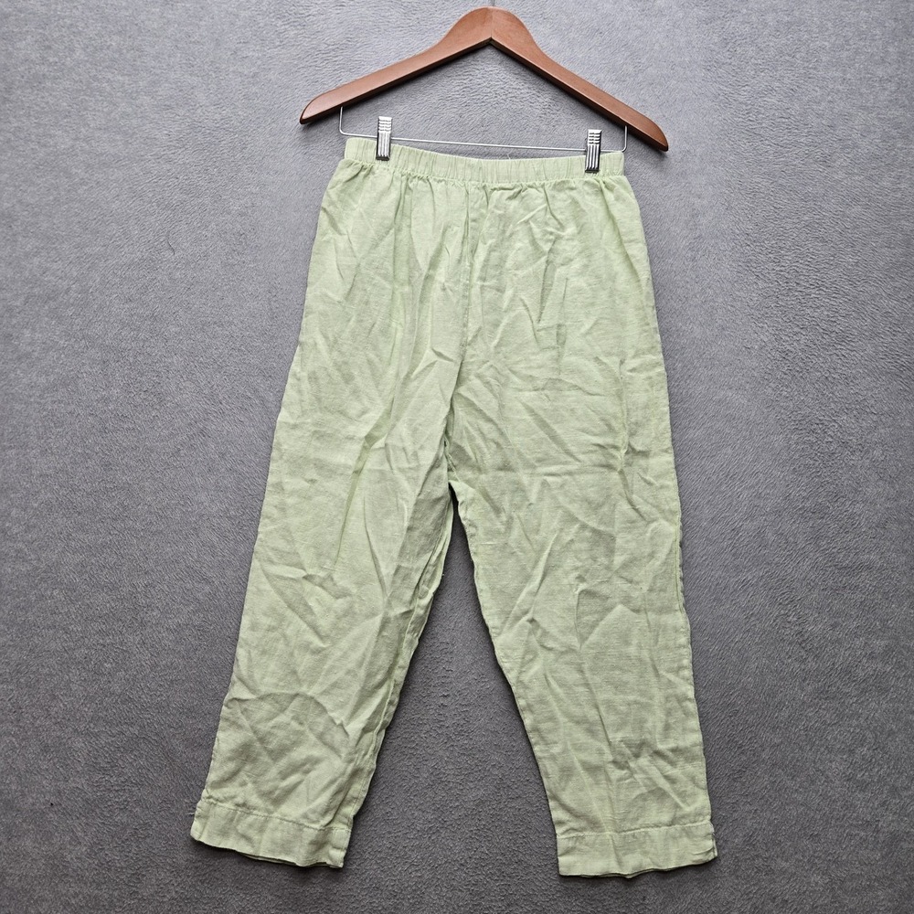 Hot Cotton By Marc Ware Women Pants M Light Green Linen Lounge Coastal Beach 21"